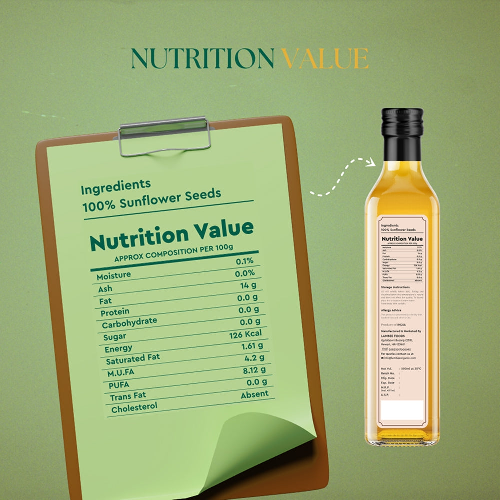 Sunflower Oil, Wood-Pressed