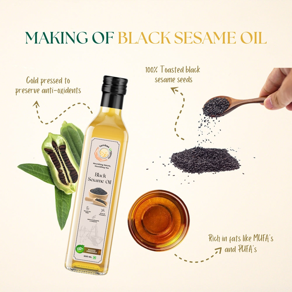 Black Sesame Oil, Wood-Pressed
