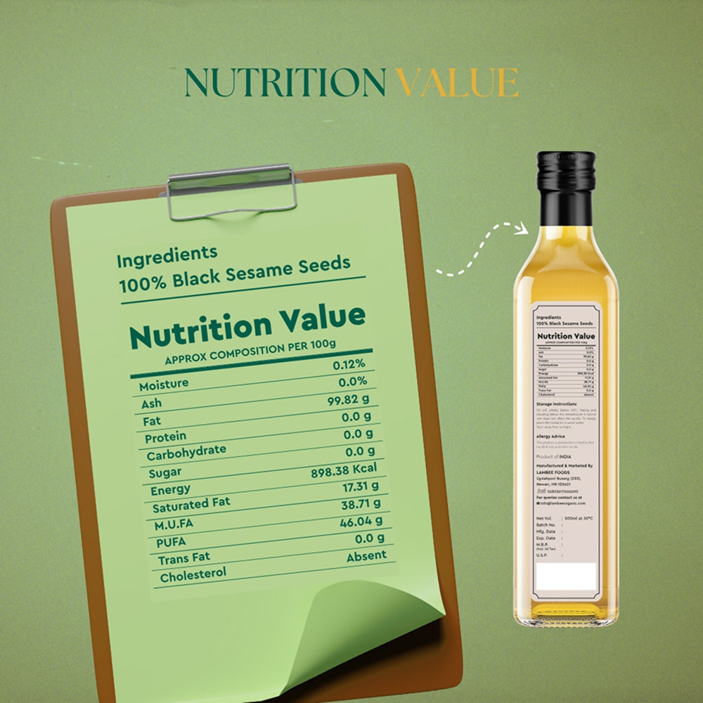 Black Sesame Oil, Wood-Pressed