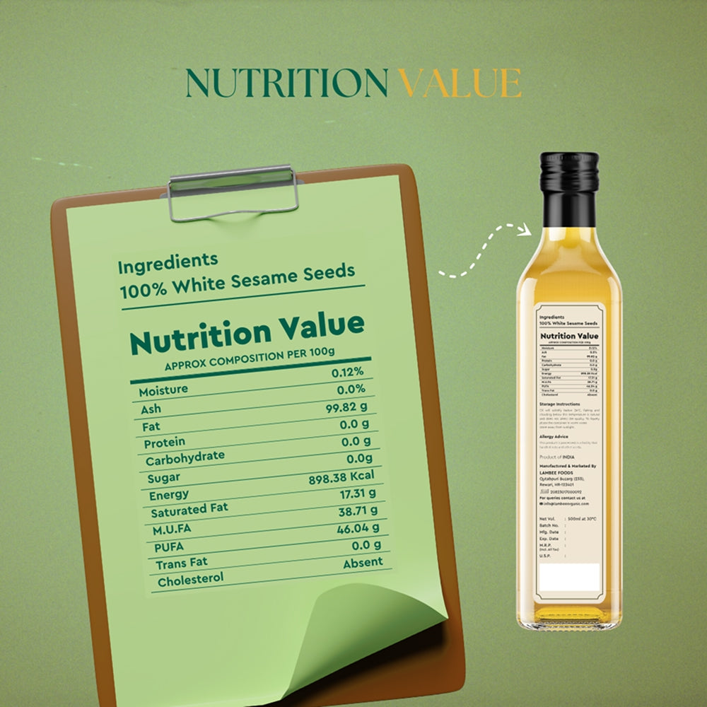 White Sesame Oil, Wood-Pressed