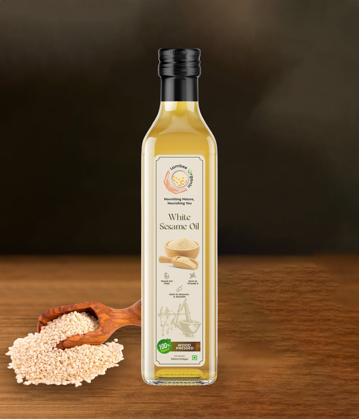 White Sesame Oil, Wood-Pressed